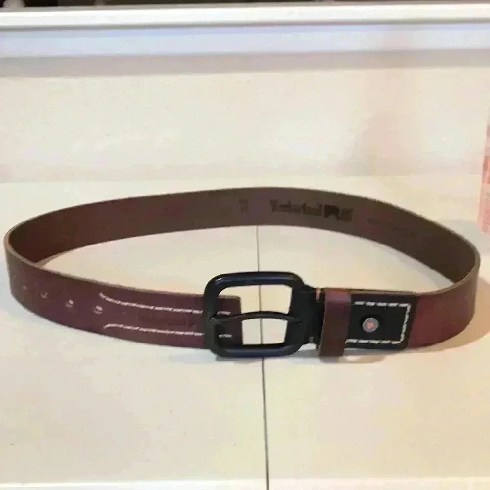Timberland Pro  Brown Genuine Full Grain Leather Belt with Black Buckle Size 32